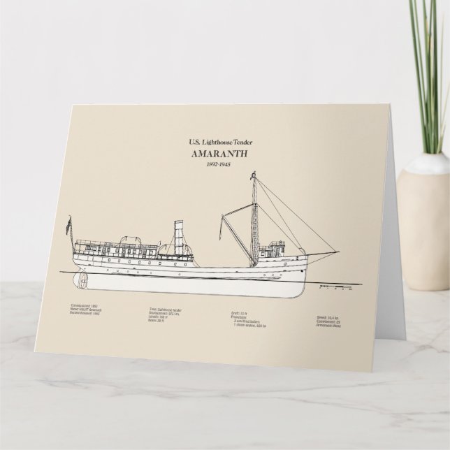 USCG Lighthouse Tender Amaranth - SBD Thank You Card (Front)