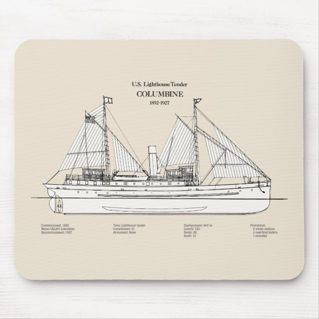 USCG Lighthouse Tender Columbine - SBD Mouse Pad (Front)
