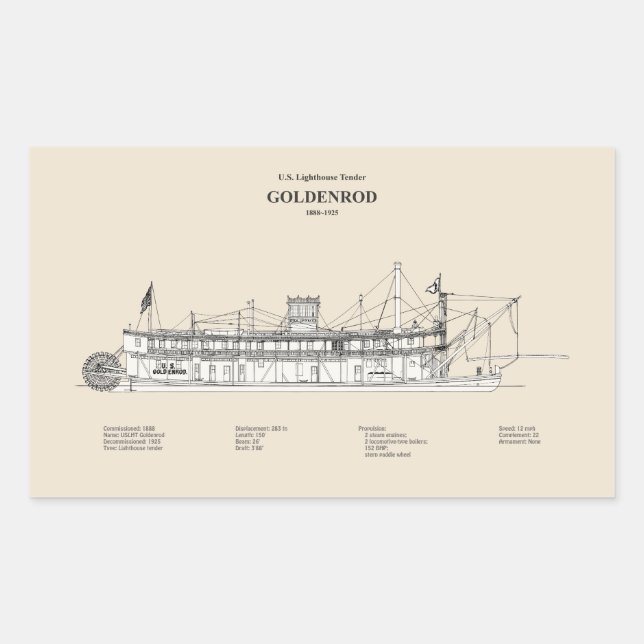 USCG Lighthouse Tender Goldenrod - SBD Rectangular Sticker (Front)