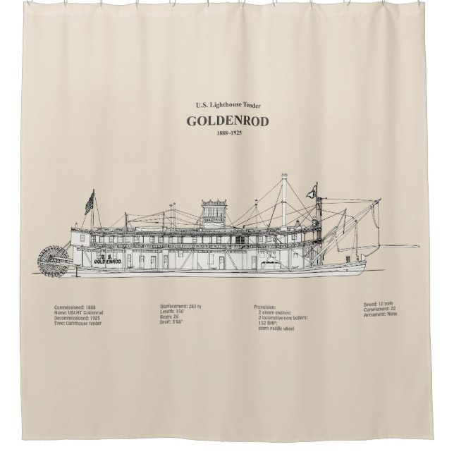 USCG Lighthouse Tender Goldenrod - SBD Shower Curtain (Front)