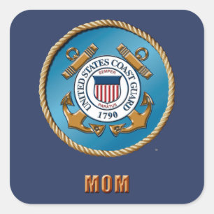 USCG Mom Square Stickers, Glossy Square Sticker