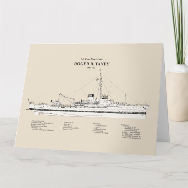 USCG Roger B. Taney whec-37 - SBD Letterpress Thank You Card (Front)