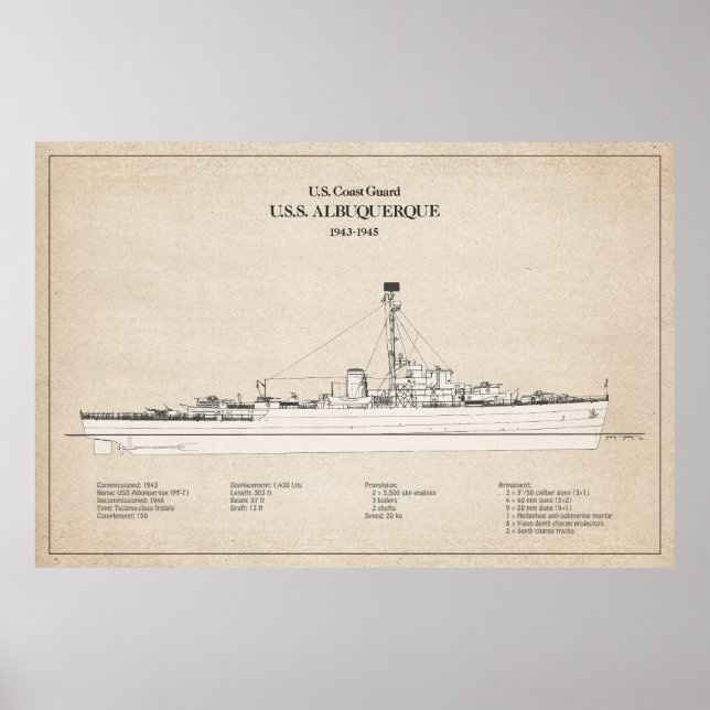 USCG USS Albuquerque PF-7 – SBD Poster (Front)
