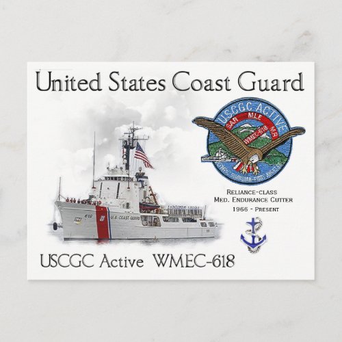 USCGC Active WMEC_618 Medium Endurance Cutter Postcard