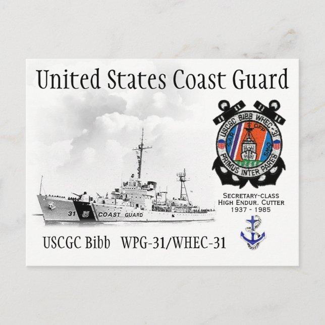 USCGC BIBB  WPG-31/WHEC-31  CUTTER POSTCARD (Front)