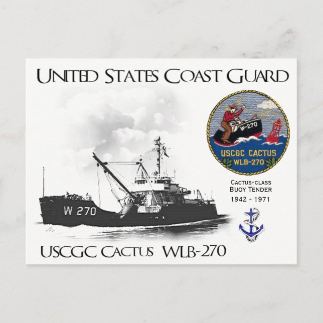 USCGC CACTUS  WLB-270 BUOY TENDER POSTCARD (Front)