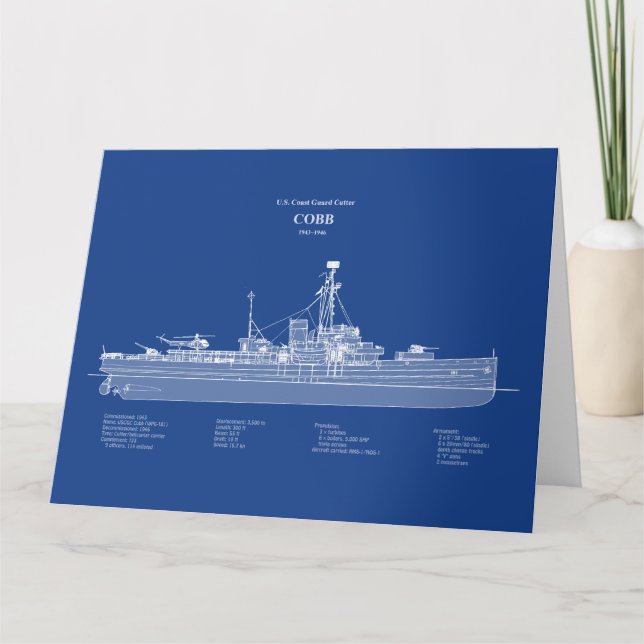 USCGC Cobb wpg-181 – ABD Letterpress Thank You Card (Front)
