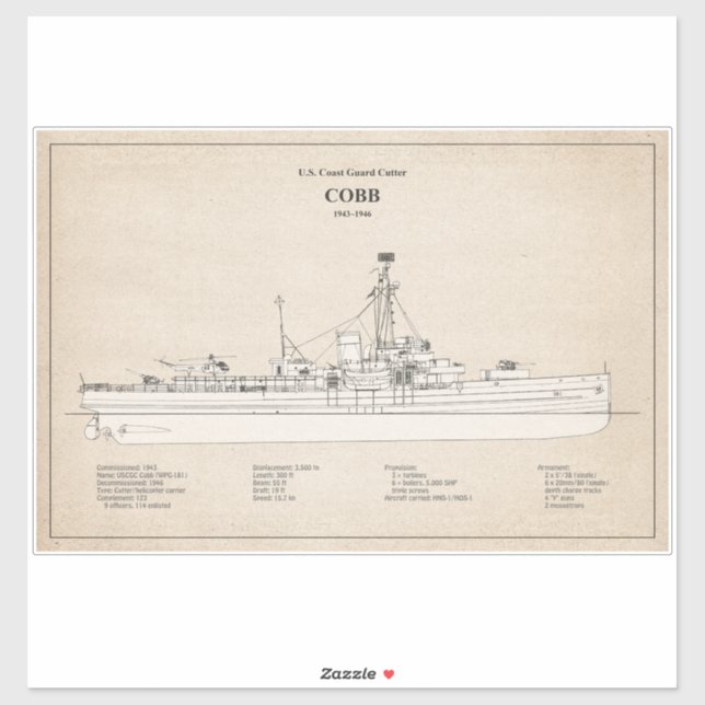 USCGC Cobb wpg-181 – SBD Sticker (Sheet)
