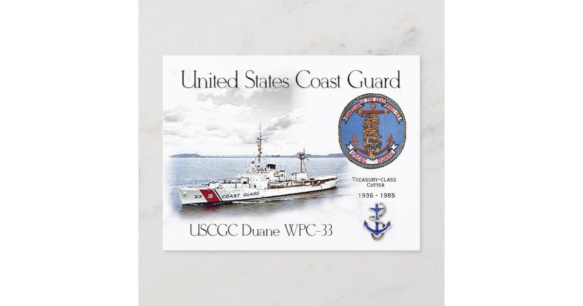 USCGC DUANE WPC-33 CUTTER POSTCARD | Zazzle