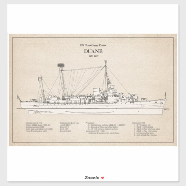 USCGC Duane wpg-33 - SBD Sticker (Sheet)