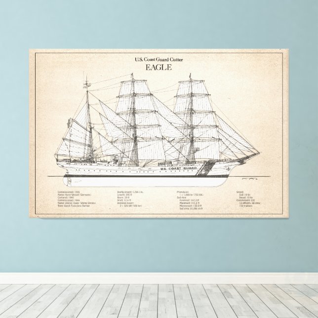 USCGC Eagle wix-327 - SBD Canvas Print (Insitu(Wood Floor))