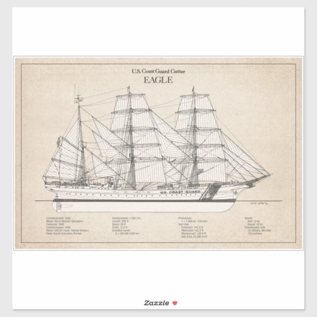 USCGC Eagle wix-327 - SBD Sticker (Sheet)