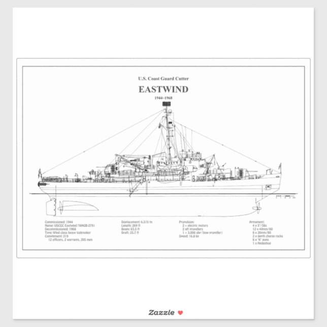 USCGC Eastwind wagb-279 - BD Sticker (Sheet)