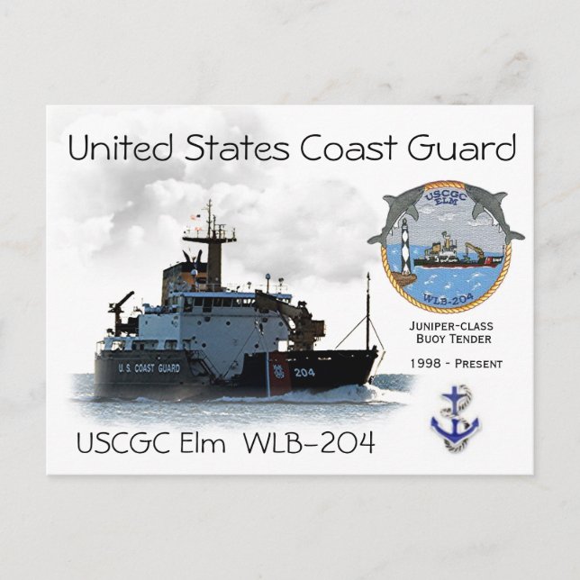 USCGC ELM  WLB-204 BUOY TENDER POSTCARD (Front)