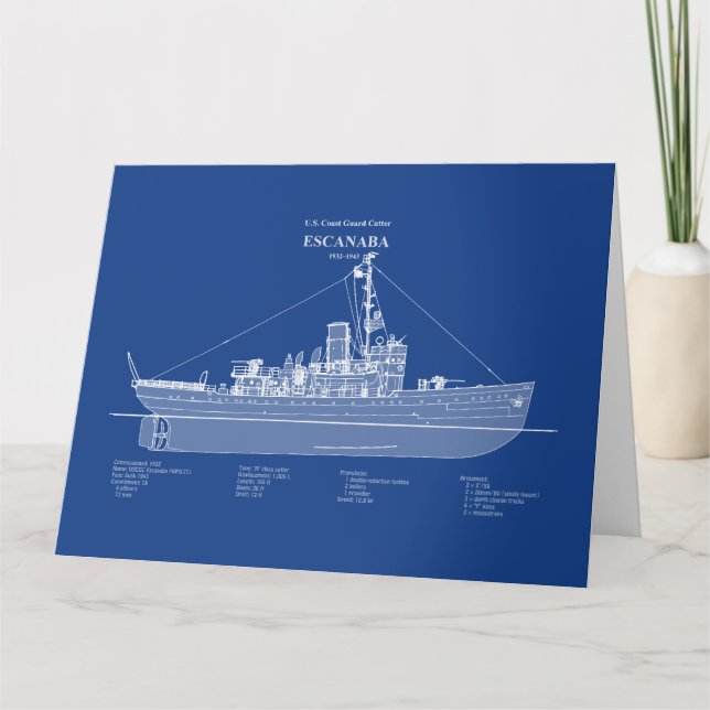 USCGC Escanaba wpc-77 – ABD Letterpress Thank You Card (Front)