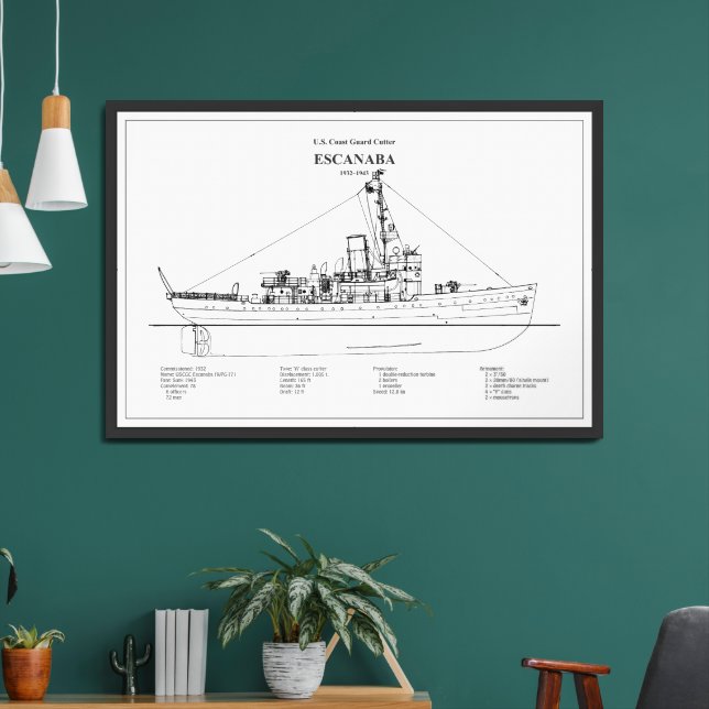 USCGC Escanaba wpc-77 - BD Framed Art (Living Room 2)