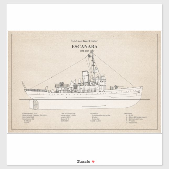 USCGC Escanaba wpc-77 - SBD Sticker (Sheet)