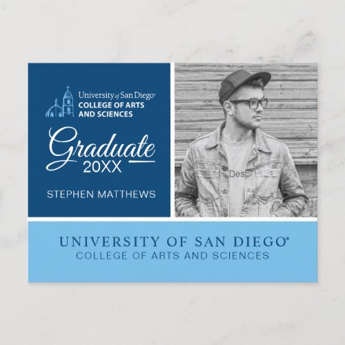 USD  College of Arts and Sciences  Graduation Announcement Postcard