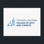 USD College of Arts and Sciences Postcard<br><div class="desc">Celebrate your connection to the University of San Diego with this official College of Arts and Sciences design. Featuring the university’s iconic blue dome and bell tower illustration alongside bold text that reads “University of San Diego College of Arts and Sciences, ” this design showcases pride and school spirit. Perfect...</div>
