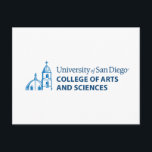 USD College of Arts and Sciences Postcard<br><div class="desc">Celebrate your connection to the University of San Diego with this official College of Arts and Sciences design. Featuring the university’s iconic blue dome and bell tower illustration alongside bold text that reads “University of San Diego College of Arts and Sciences, ” this design showcases pride and school spirit. Perfect...</div>