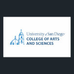 USD College of Arts and Sciences Rectangular Sticker<br><div class="desc">Celebrate your connection to the University of San Diego with this official College of Arts and Sciences design. Featuring the university’s iconic blue dome and bell tower illustration alongside bold text that reads “University of San Diego College of Arts and Sciences, ” this design showcases pride and school spirit. Perfect...</div>