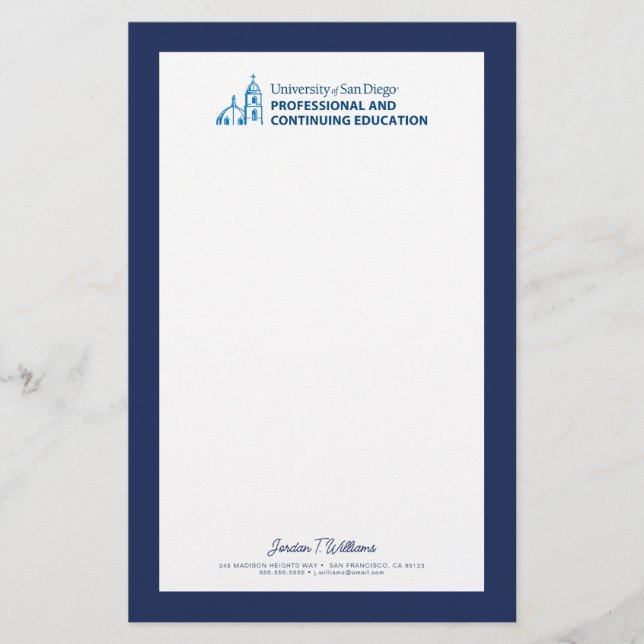 USD Professional & Continuing Education Stationery (Front)