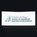 USD School of Leadership & Education Sciences Banner<br><div class="desc">Show your pride in the University of San Diego with this official School of Leadership and Education Sciences design. Highlighting the signature blue dome and bell tower graphic paired with bold lettering that reads “University of San Diego School of Leadership and Education Sciences, ” this design honors students, alumni, faculty,...</div>