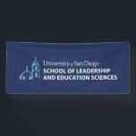 USD School of Leadership & Education Sciences Banner<br><div class="desc">Show your pride in the University of San Diego with this official School of Leadership and Education Sciences design. Highlighting the signature blue dome and bell tower graphic paired with bold lettering that reads “University of San Diego School of Leadership and Education Sciences, ” this design honors students, alumni, faculty,...</div>