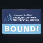 USD School of Leadership & Education Sciences Banner<br><div class="desc">Show your pride in the University of San Diego with this official School of Leadership and Education Sciences design. Highlighting the signature blue dome and bell tower graphic paired with bold lettering that reads “University of San Diego School of Leadership and Education Sciences, ” this design honors students, alumni, faculty,...</div>