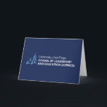 USD School of Leadership & Education Sciences Card<br><div class="desc">Show your pride in the University of San Diego with this official School of Leadership and Education Sciences design. Highlighting the signature blue dome and bell tower graphic paired with bold lettering that reads “University of San Diego School of Leadership and Education Sciences, ” this design honors students, alumni, faculty,...</div>