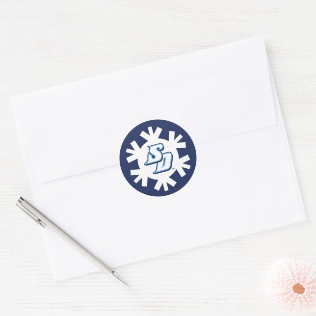 USD Toreros Holiday Logo Pattern Classic Round Sticker (Envelope)