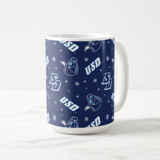 USD Toreros Holiday Logo Pattern Coffee Mug (Front Right)
