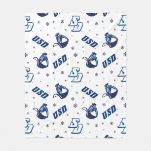 USD Toreros Holiday Logo Pattern Fleece Blanket