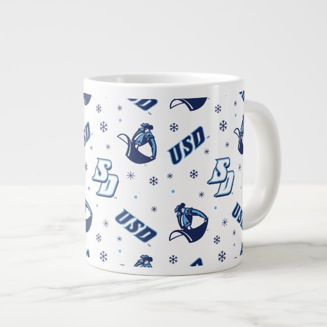 USD Toreros Holiday Logo Pattern Giant Coffee Mug (Front Right)