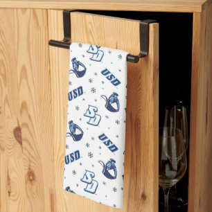 USD Toreros Holiday Logo Pattern Kitchen Towel