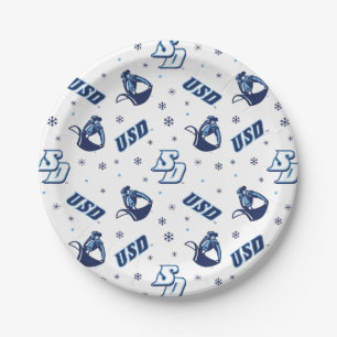 USD Toreros Holiday Logo Pattern Paper Plates