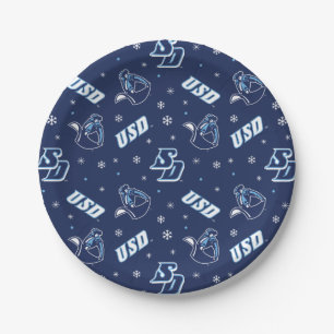 USD Toreros Holiday Logo Pattern Paper Plates