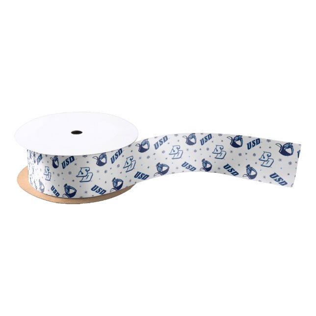 USD Toreros Holiday Logo Pattern Satin Ribbon (Spool)