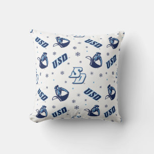 USD Toreros Holiday Logo Pattern Throw Pillow