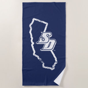 USD Vintage California State Logo Beach Towel