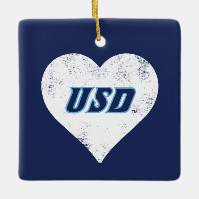 USD Vintage Heart Ceramic Ornament (Front)