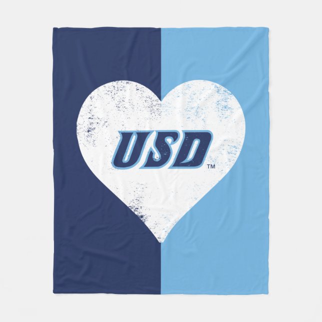 USD Vintage Heart Fleece Blanket (Front)