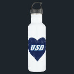 USD Vintage Heart Water Bottle<br><div class="desc">Check out these new University of San Diego designs! Get all the latest U of San Diego gear here. All of these Zazzle products are customizable with your class year,  name,  and club. These products make perfect gifts for the USD student,  alumni,  family,  friend,  or fan in your life.</div>