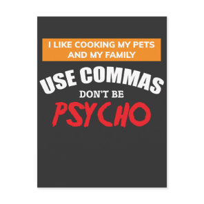 Use Commas Funny Grammar English Teacher Postcard