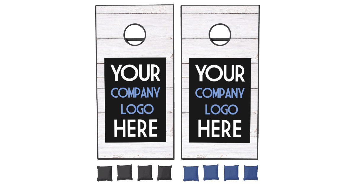 Use Company Logo Wood Custom Company Event Party Cornhole Set Zazzle Com