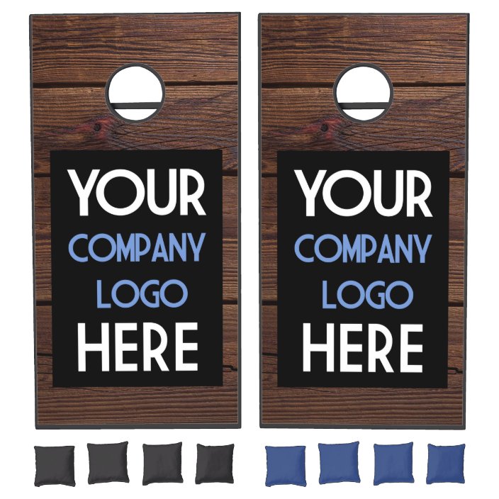 Use Company Logo Wood Custom Company Event Party Cornhole Set Zazzle Com