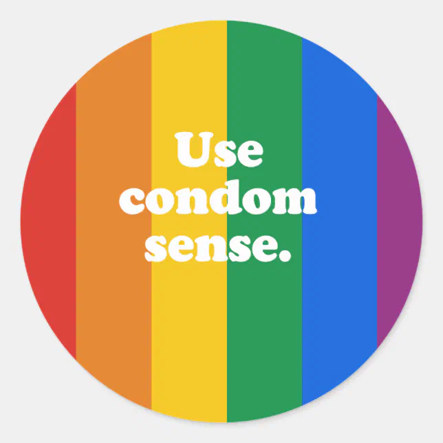 Use condom sense classic round sticker | Zazzle