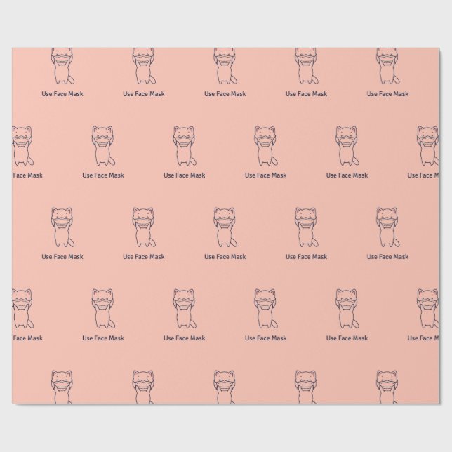 USE FACE MASK KITTEN Wrapping Paper (Flat)