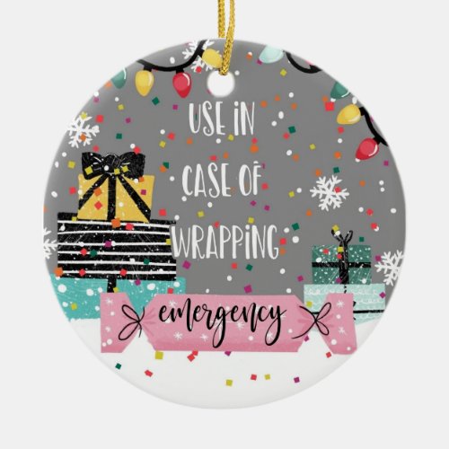 use in case of wrapping emergency gin gift tag ceramic ornament