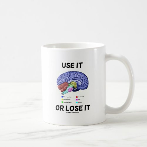 Use It Or Lose It Brain Anatomy Humor Saying Coffee Mug